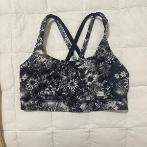 Lululemon Athletica Black and White Floral Energy Bra